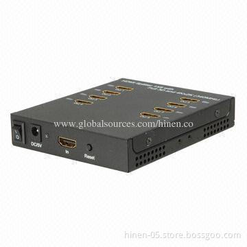 Mini HDMI 1 X 8 Splitter with Full 3D and 4 x 2K (340MHz), Supports highest video resolution 1,080P